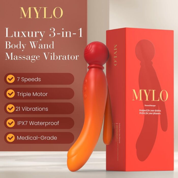 Vibraattori MYLO 3-in-1 Body Wand Massager - monipuolinen Vibraattori MYLO 3-in-1 Body Wand Massager - monipuolinen