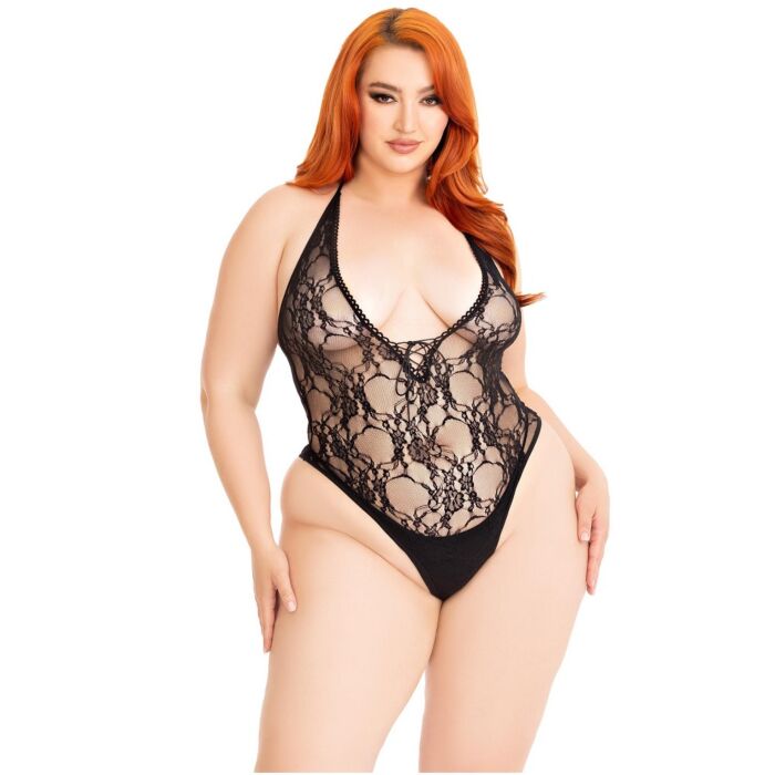 Teddy Leg Avenue Floral Lace Deep-V -pitkässä mallissa Teddy Leg Avenue Floral Lace Deep-V -pitkässä mallissa