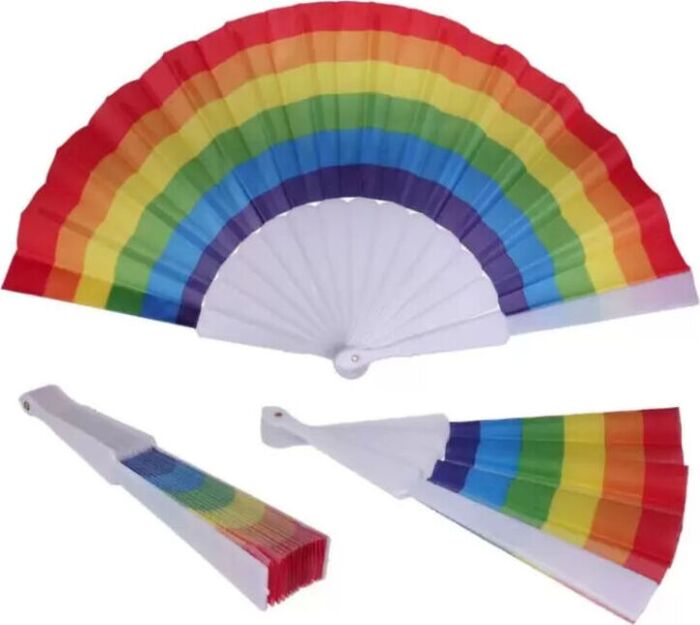 Abanico PRIDE Tela Bandera LGBT - Colorido y Divertido