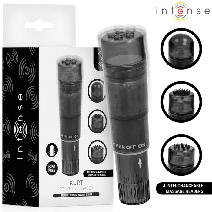 INTENSE FUN TOYS KURT MINI -minihierontalaite, 4 vaihtopäätä