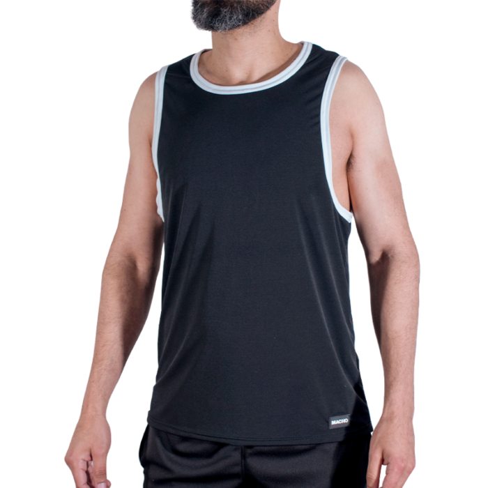 MACHO - CMV004 BLACK GYM T-SHIRT L/XL MACHO - CMV004 BLACK GYM T-SHIRT L/XL